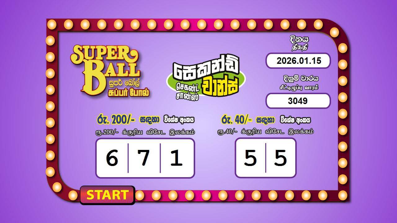 Super Ball 3049 Special
                        Draw Numbers