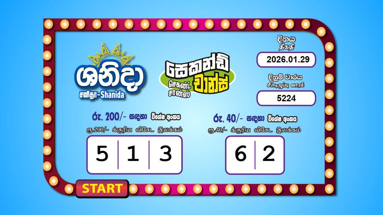 Saturday Fortune 5224 Special
                        Draw Numbers