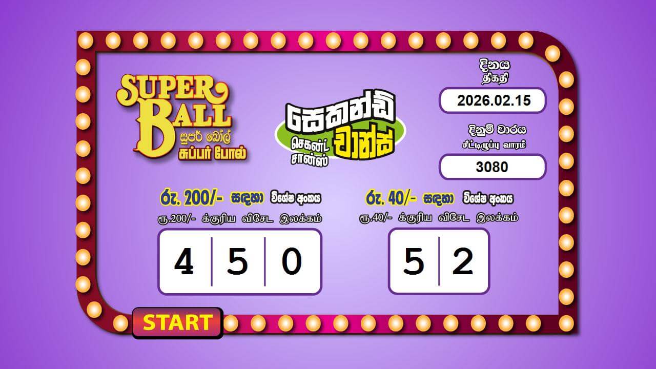 Super Ball 3080 Special
                        Draw Numbers
