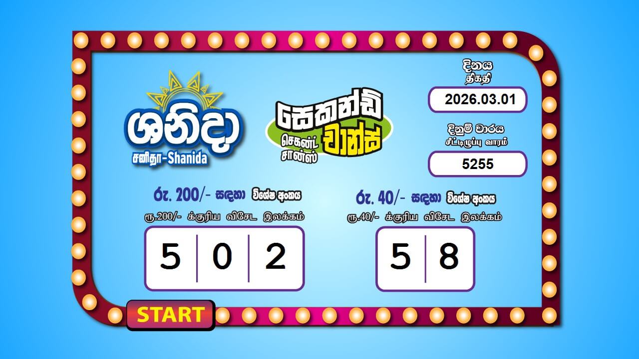 Saturday Fortune 5255 Special
                        Draw Numbers