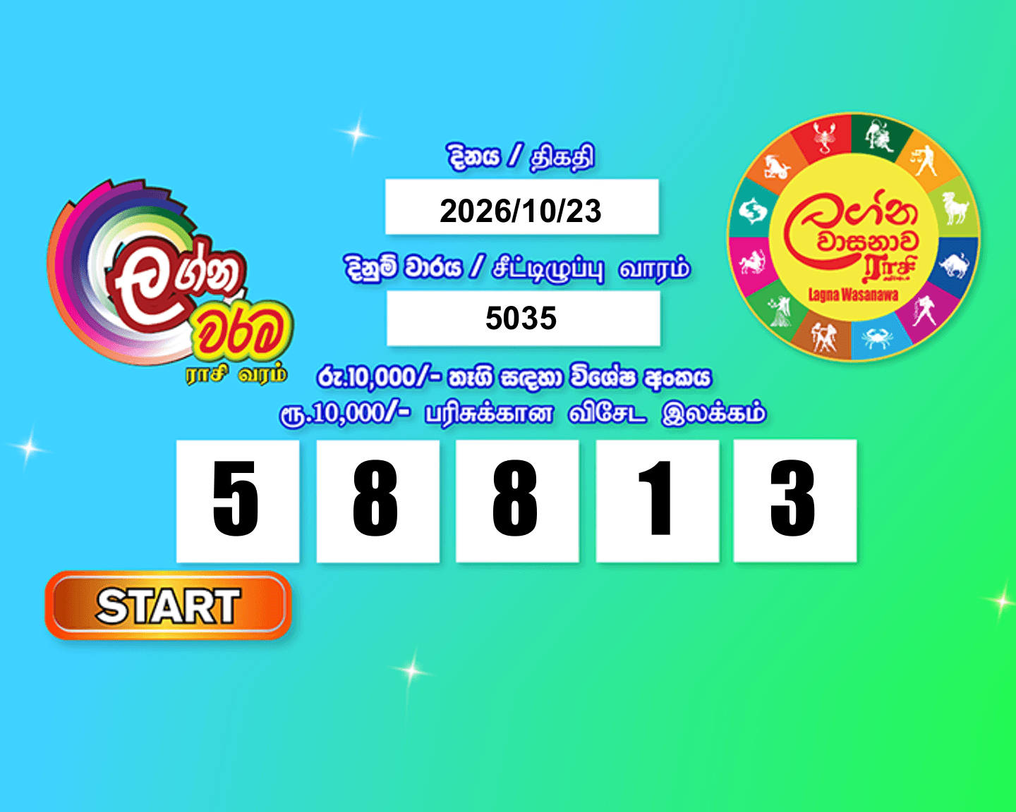 Lagna Wasana 5035 Special
                        Draw Numbers