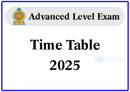 GCE Advanced Level Exam Time Table 2025