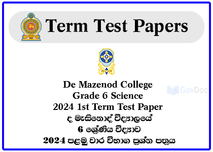 De Mazenod College Grade 6 Science 2024 1st Term Test Paper