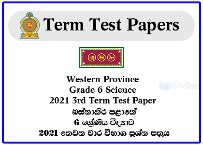Western Province Grade 6 Science 2021 3rd Term Test Paper