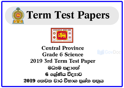 Central Province Grade 6 Science 2019 3rd Term Test Paper