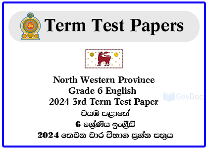 North Western Province Grade 6 English 2024 3rd Term Test Paper