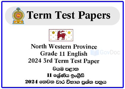 North Western Province Grade 11 English 2024 3rd Term Test Paper