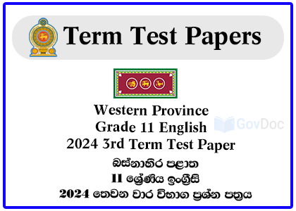 Western Province Grade 11 English 2024 3rd Term Test Paper