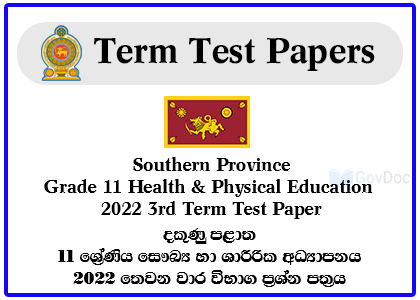Southern Province Grade 11 Health & Physical Education 2022 3rd Term Test Paper