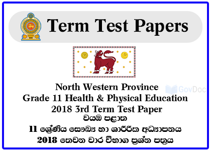 North Western Province Grade 11 Health & Physical Education 2018 3rd Term Test Paper