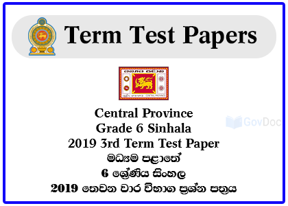 Central Province Grade 6 Sinhala 2019 3rd Term Test Paper