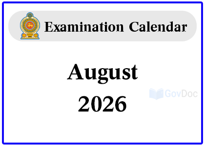 Examination Calendar for August 2026