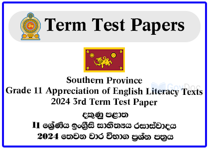 Southern Province Grade 11 Appreciation of English Literary Texts 2024 3rd Term Test Paper