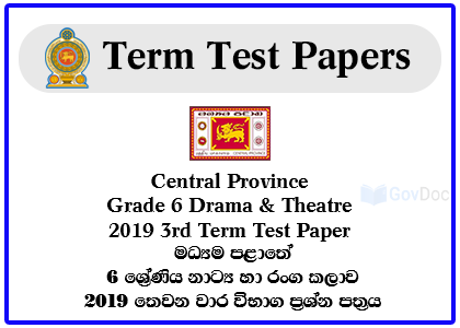 Central Province Grade 6 Drama & Theatre 2019 3rd Term Test Paper
