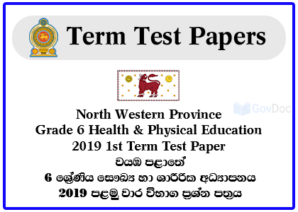 North Western Province Grade 6 Health & Physical Education 2019 1st Term Test Paper