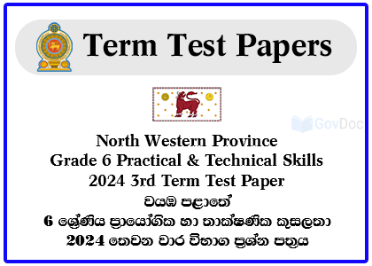 North Western Province Grade 6 Practical & Technical Skills 2024 3rd Term Test Paper