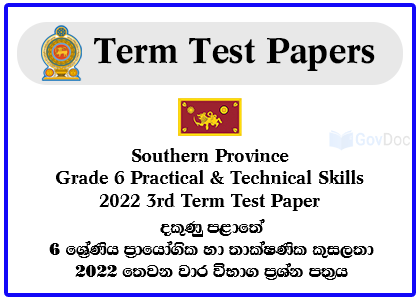 Southern Province Grade 6 Practical & Technical Skills 2022 3rd Term Test Paper