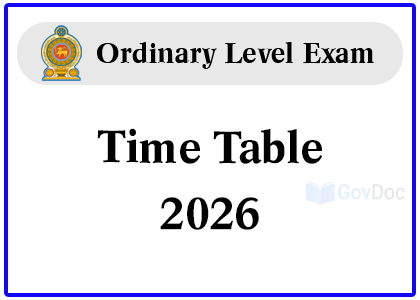 GCE Ordinary Level Examination Time Table 2026