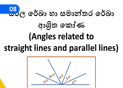 Angles Related to straight lines and Parallel Lines,සරල රේඛා හා සමාන්තර රේඛා ආශ්‍රිත කෝණ,Grade 9 Mathematics Lessons ,Grade 9 Mathematics Paadam
