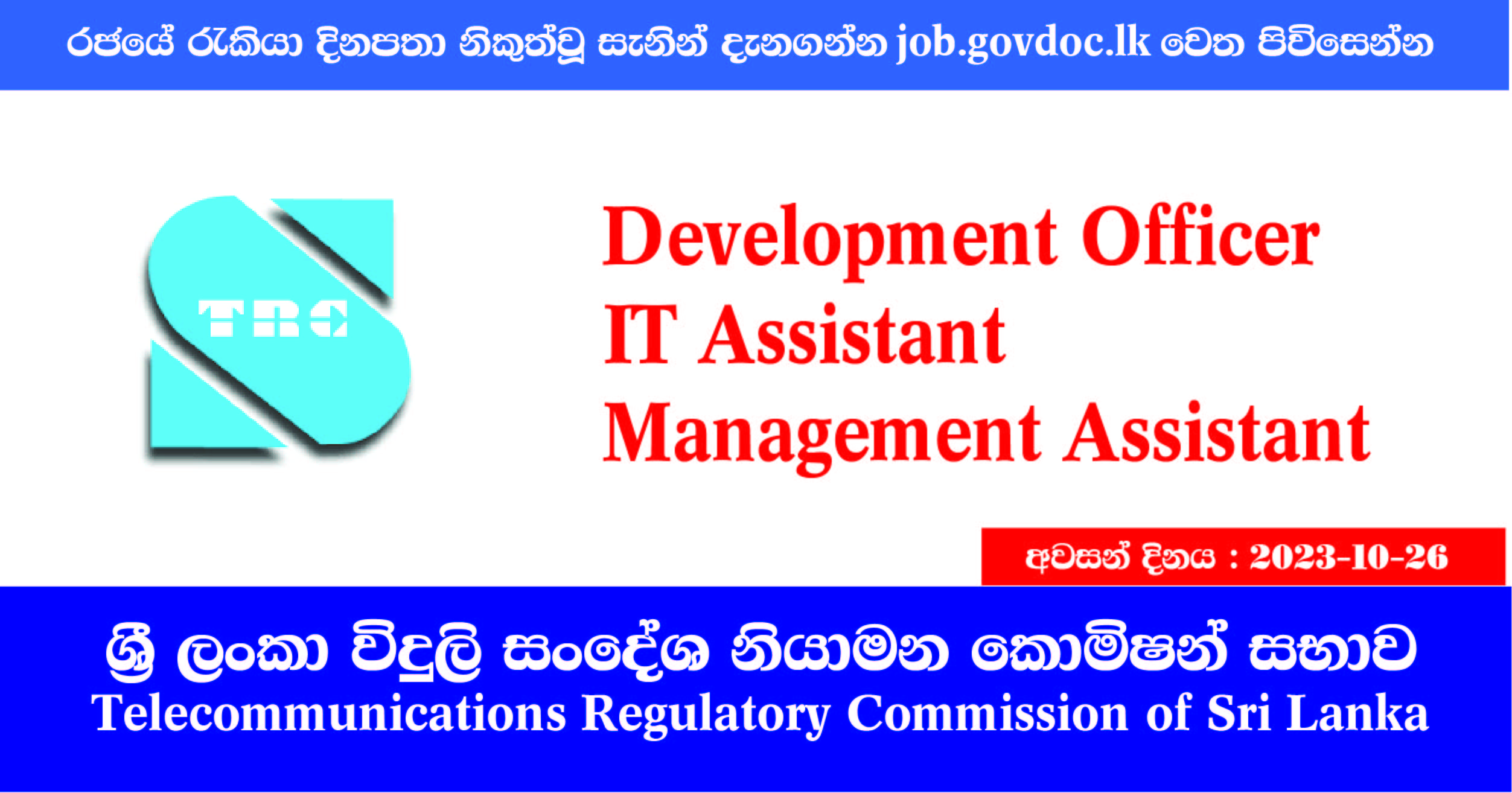 Development Officer, IT Assistant, Management Assistant at